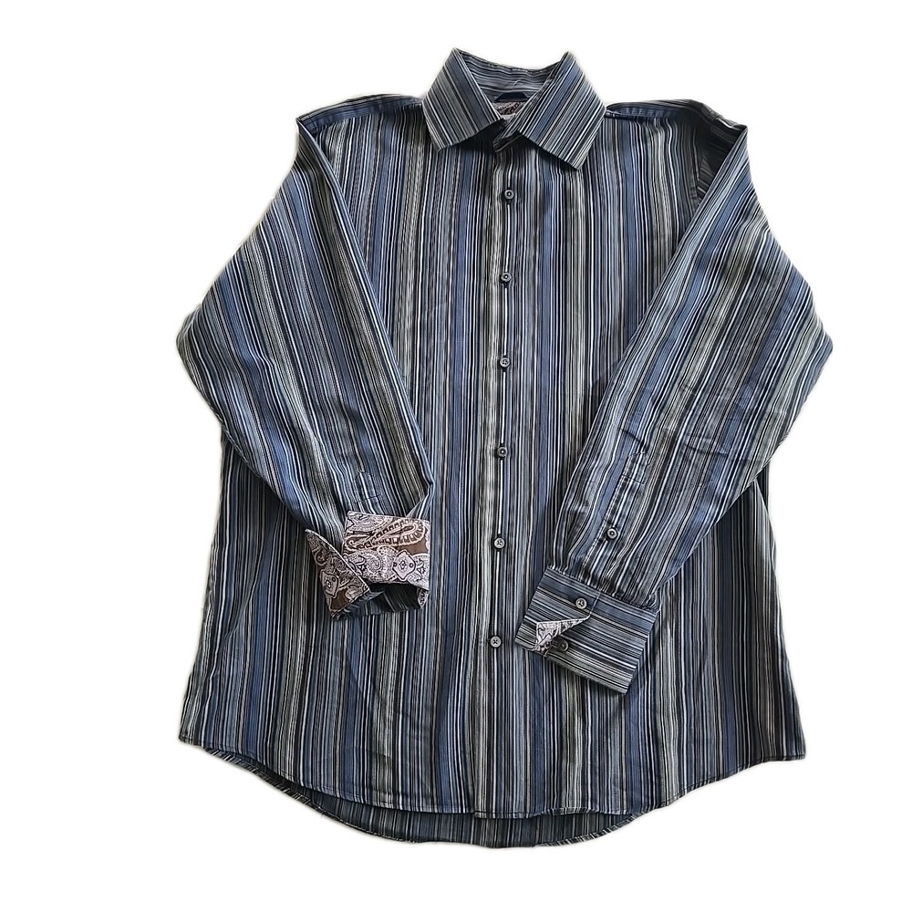 Banana Republic Shirt Men Large Blue Stripe Button Down‎ Long Sleeve Shirt